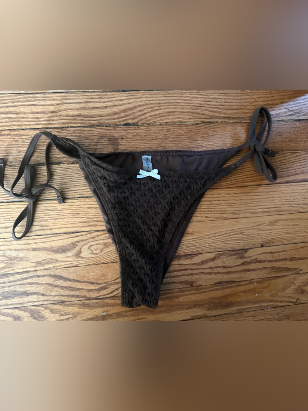 Zaful brown knit triangle bikini bottoms